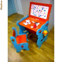 Birou copii, Birou pentru copii cu scaunel si tabla magnetica, litere si cifre magnetice,  Birou copii educational