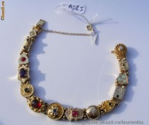 MINUNATIE Bratara designer aur 14K, 30g, 14 slidere ornate cu multiple pietre pretioase !!