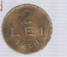 2 lei 1951 al-bronz FOARTE RAR