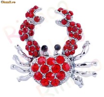 Brosa rac placata cu aur alb 18K  cu aplicatii de cristale Swarovski foto