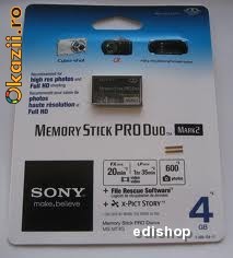 Memory Stick PRO DUO 4GB Sony Mark 2, originale,sigilate.