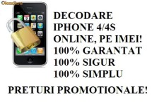 DECODEZ  IPHONE PE BAZA IMEI, ONLINE! DECODARE PERMANENTA, DEFINITIVA!! CEL MAI MIC PRET!!