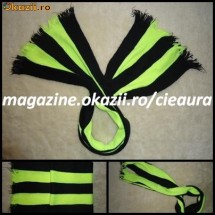 FULAR TRICOTAJ DUNGI NEGRE CU VERDE NEON FOSFORESCENT UNISEX FEMEI BARBATI COPII foto