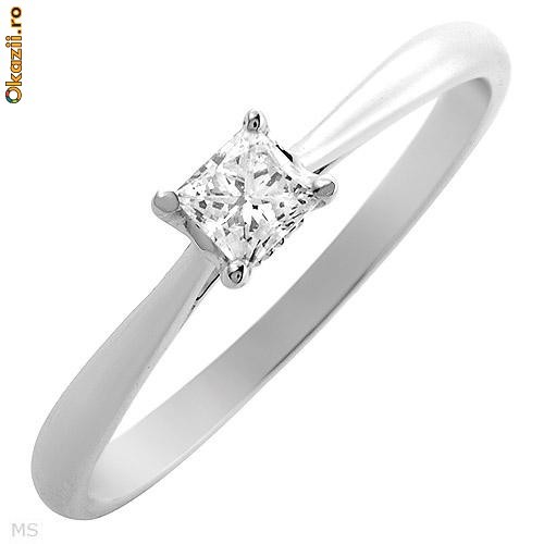 Inel logodna diamant 0,24ct  princess cut foto mare
