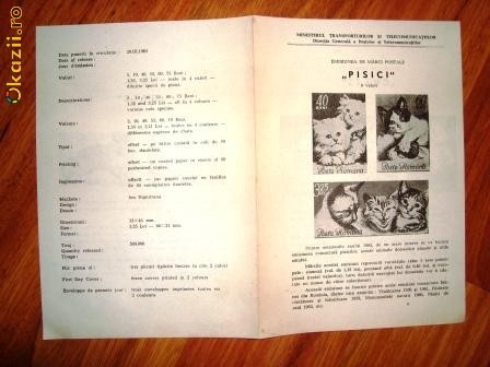 Pliant prezentare PISICI 1965 Romfilatelia foto mare