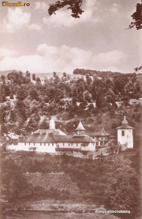 Ilustrata, Manastirea Sihastria, R. P. R., circa 1957 foto mare
