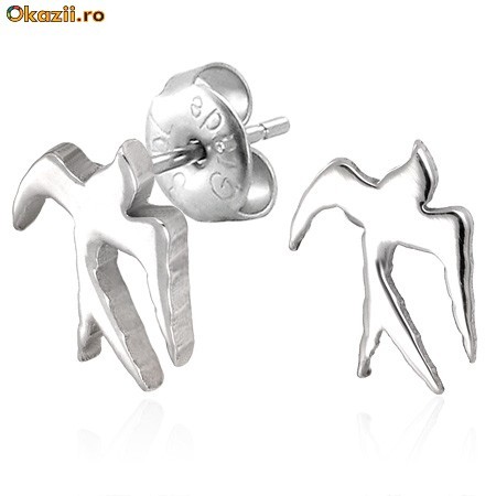 Cercei din inox 6 mm - randunele - cod 126 foto mare