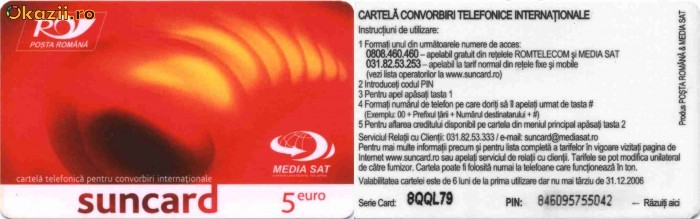 Cartela MEDIA SAT de colectie foto mare