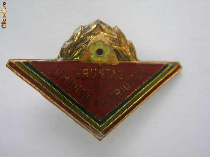 INSIGNA  FRUNTAS IN MUNCA PATRIOTICA foto mare