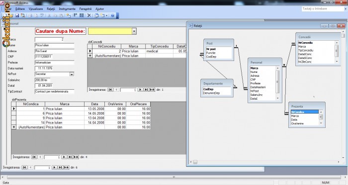 Proiect BAZE DE DATE ACCESS - prezenta intr-o institutie foto mare