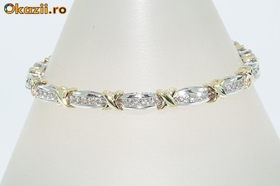 superba bratara aur 14K alb&galben diamante naturale 1,35CT foto mare