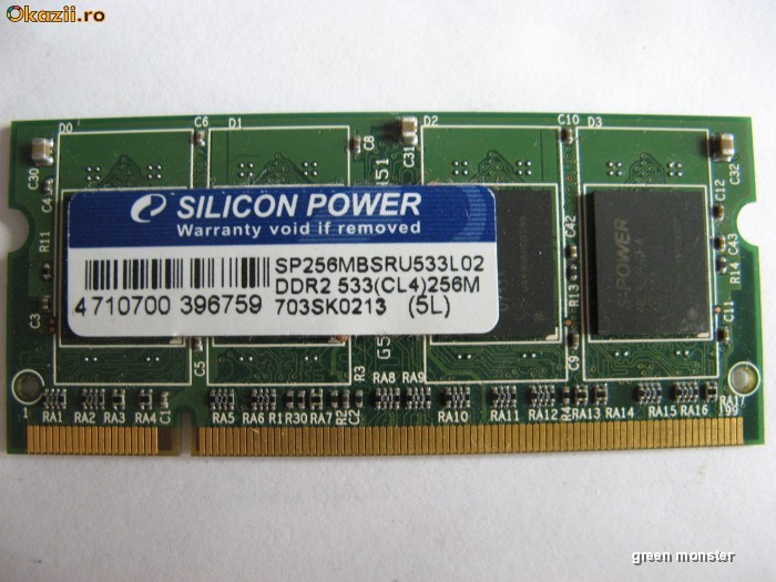 Memorie SODIMM 256 MB PC2 4200 DDR2 533 MHZ Laptop Silicon foto mare