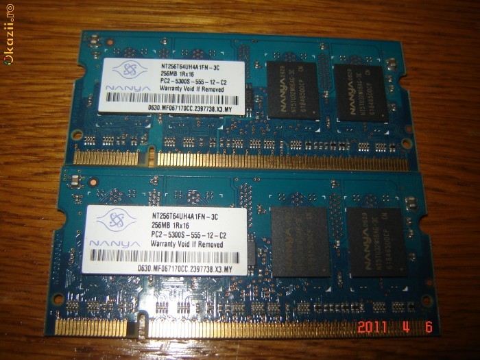 Memorie SODIMM Nanya DDR2 2x256Mb 667Mhz PC2-5300 foto mare