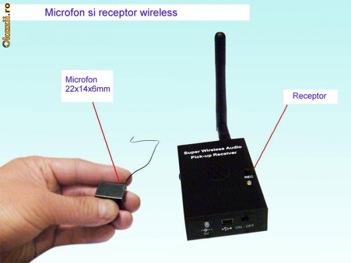 Microfon spion cu inregistrare foto mare