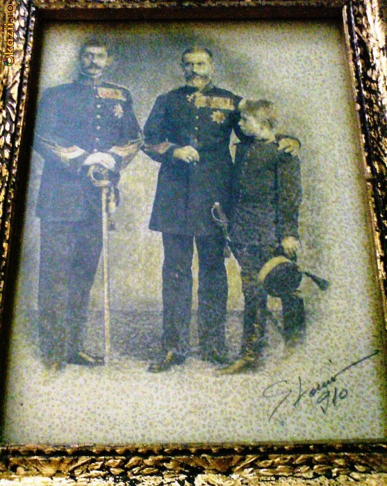REGALITATE ROMANIA, REGELE CAROL I SI NEPOTUL CAROL AL II LEA ,TABLOU DATAT SI SEMNAT... foto mare