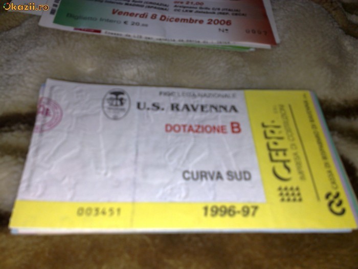 Campionat Italia - Bilet meci de fotbal - Ravenna - editia 1996 - 1997 foto mare