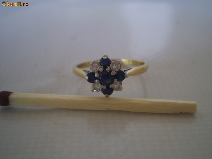 VECHI INEL 18K , SAFIR  +  BRILIANTE foto mare