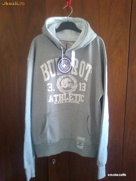 Hanorac Bullrot Wear Athletic College Gri/Alb Hip Hop foto mare