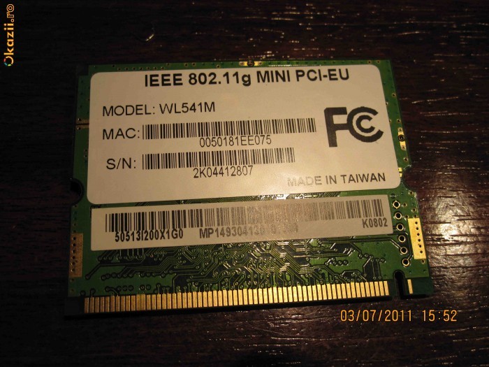 Placa de retea adaptor laptop notebook MINI PCI Wireless Adapter WL541M si XG601 foto mare