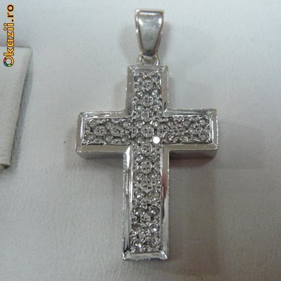 PANDATIV/CRUCE  din aur de 18 kt CU DIAMANTE NATURALE !! foto mare