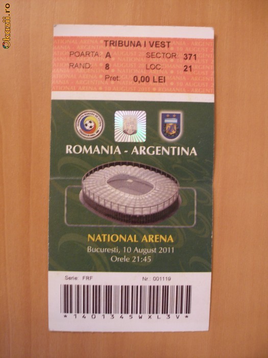 INVITATIE INAUGURARE NATIONAL ARENA - MECI FOTBAL ROMANIA - FRANTA foto mare