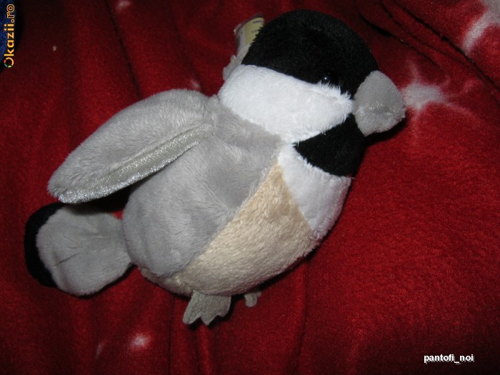 Jucarie din plus moale, WEBKINZ GANZ, pasarea mica gri(15cm) LIL'KINZ CHICKADEE,nou, colectabil foto mare