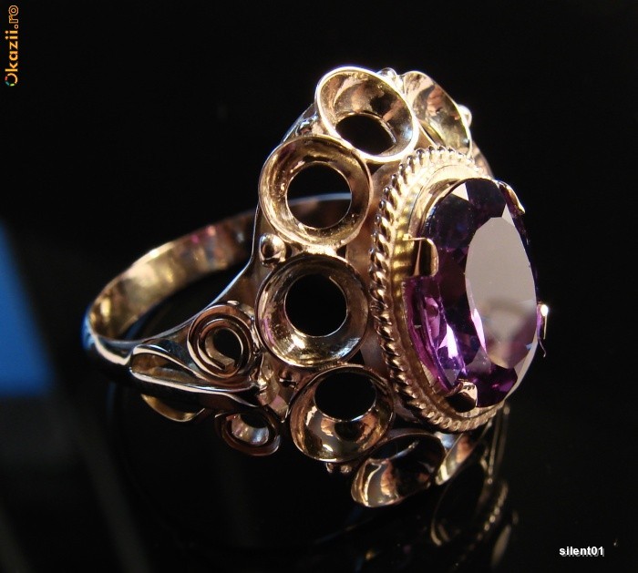 inel aur 14K rusesc cu alexandrite alexandrit foto mare