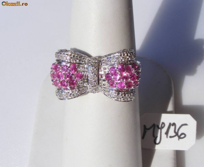 Inel designer aur 14K, 4.3g, montura funda cu 1.22ct BRILIANTE si RUBINE foto mare
