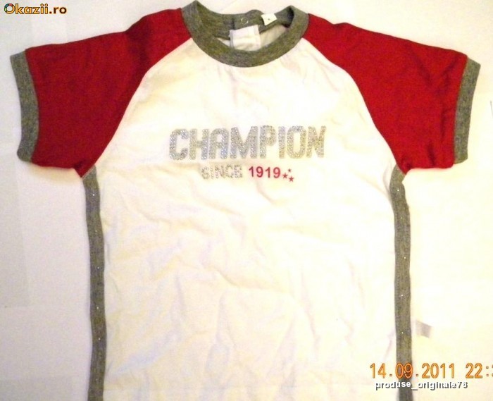 Tricou CHAMPION, NOU CU ETICHETA, mar. 80 (12 luni), bluza maneca scurta oferta foto mare