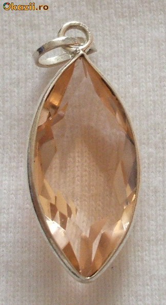 PANDANTIV PEACH QUARTZ-(4-40)- Argint 925-PROMOTIE foto mare