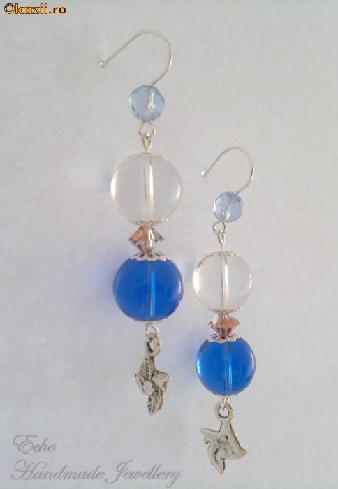 Cercei Handmade - Ice Blue (cer00045) foto mare