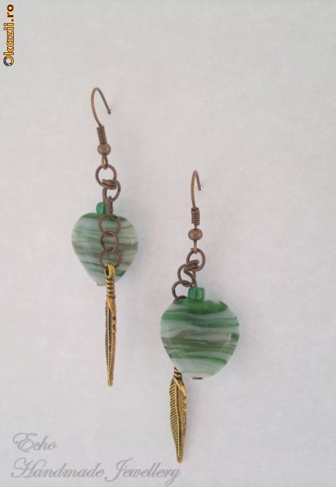 Cercei Handmade - Indian Charm - Feather (cer00011) foto mare