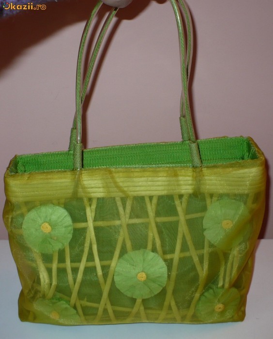 Geanta dama, verde crud, model de VARA, vintage, fermoar  stricat - PRET MINIM foto mare