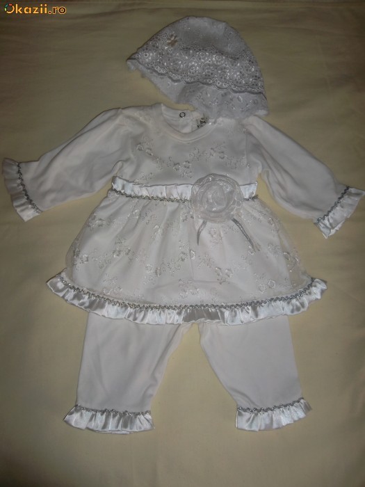 Compleu botez (rochita+ pantalon) foto mare