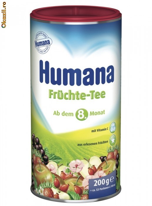 Ceai Humana de fructe pt. bebe (de la varsta de 8 luni), 200 gr - Germania foto mare