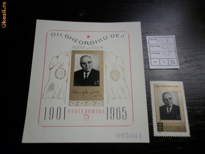 Romania LP 623-624 , Gh Gheorghiu - Dej un an de la moarte ,  MNH/** foto mare