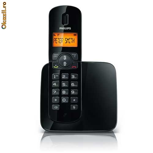 Telefon fara fir DECT Philips CD1801B/53, Agenda 50 contacte, Afisare Alb/Negru, Negru - NOU foto mare