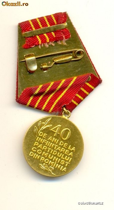 Decoratie  40 ani de la infiintarea partidului comunist din Romania foto mare