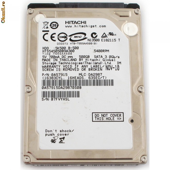 500G SATA  hdd hard disk laptop 100% functional foto mare
