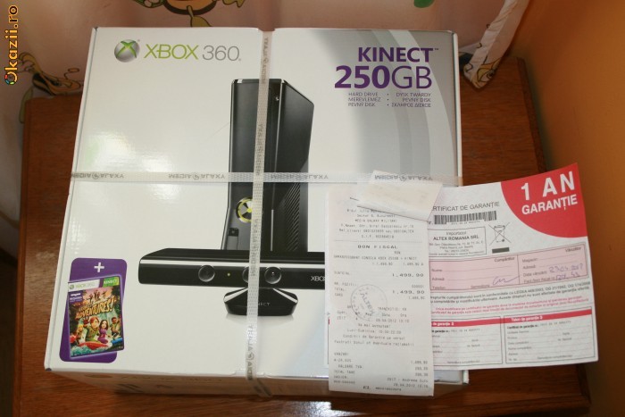 PACHET SIGILAT GARANTIE ALTEX Xbox 360 Slim 250GB CU Kinect sensor + joc Adventures Consola Microsoft foto mare PACHET SIGILAT GARANTIE ALTEX Xbox 360 Slim 250GB CU Kinect sensor + joc Adventures Consola Microsoft foto mare