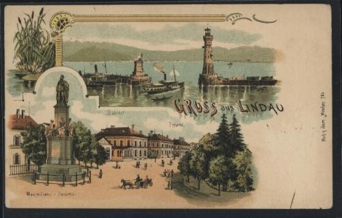 Litografie , Lindau , 1900 foto mare