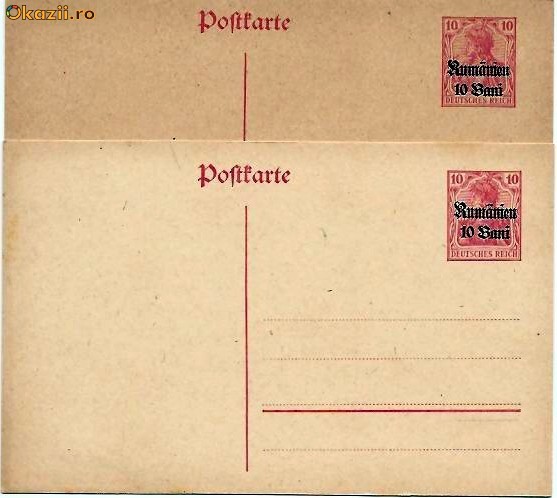 ===C.P.5 BANI -OCUPATIA GERMANA 1918 -2 VARIETATI === foto mare