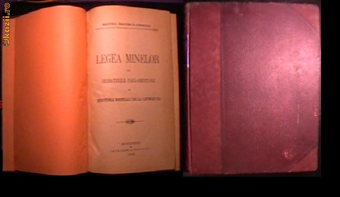 Carte  drept- Legea minelor cu dezbateri(1924) foto mare