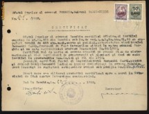 Certificat , 1952 , 2 fiscale cu supratipar foto