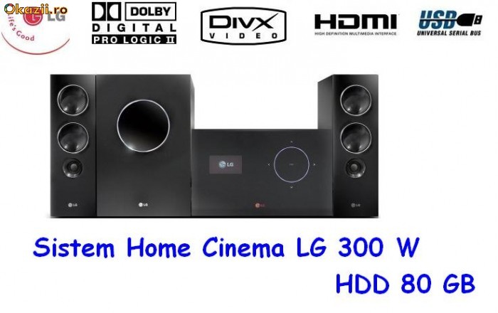 Sistem Home Cinema 300 W + DVD 80 GB + HDMI  LG J10HD foto mare