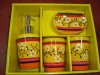 Set baie cu suport sapun,dozator, pahare apa si periute, galben