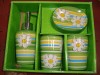 Set baie cu suport sapun,dozator, pahare apa si periute, vernil